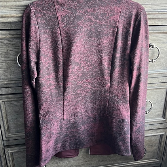 Athleta Womens Jacket Medium Shanti Jacquard Antique Burgundy Zip Up - Picture 5 of 6